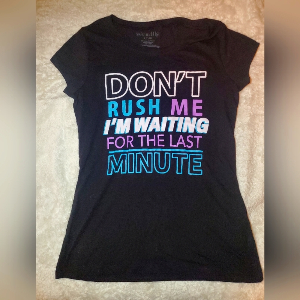 Basic tee with words, size large